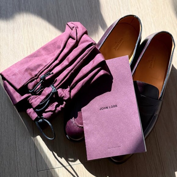 John Lobb Men\'s Fencote Loafer, Burgundy/Plum, Size 7 main image 7